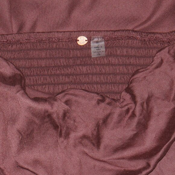 Free People FP One Raya Long Satin Top Acai Smocked Pull on Crop L - Picture 8 of 8